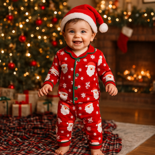 Βρεφικές Χριστουγεννιάτικες Πιτζάμες Σετ Santa pyjamas 8215